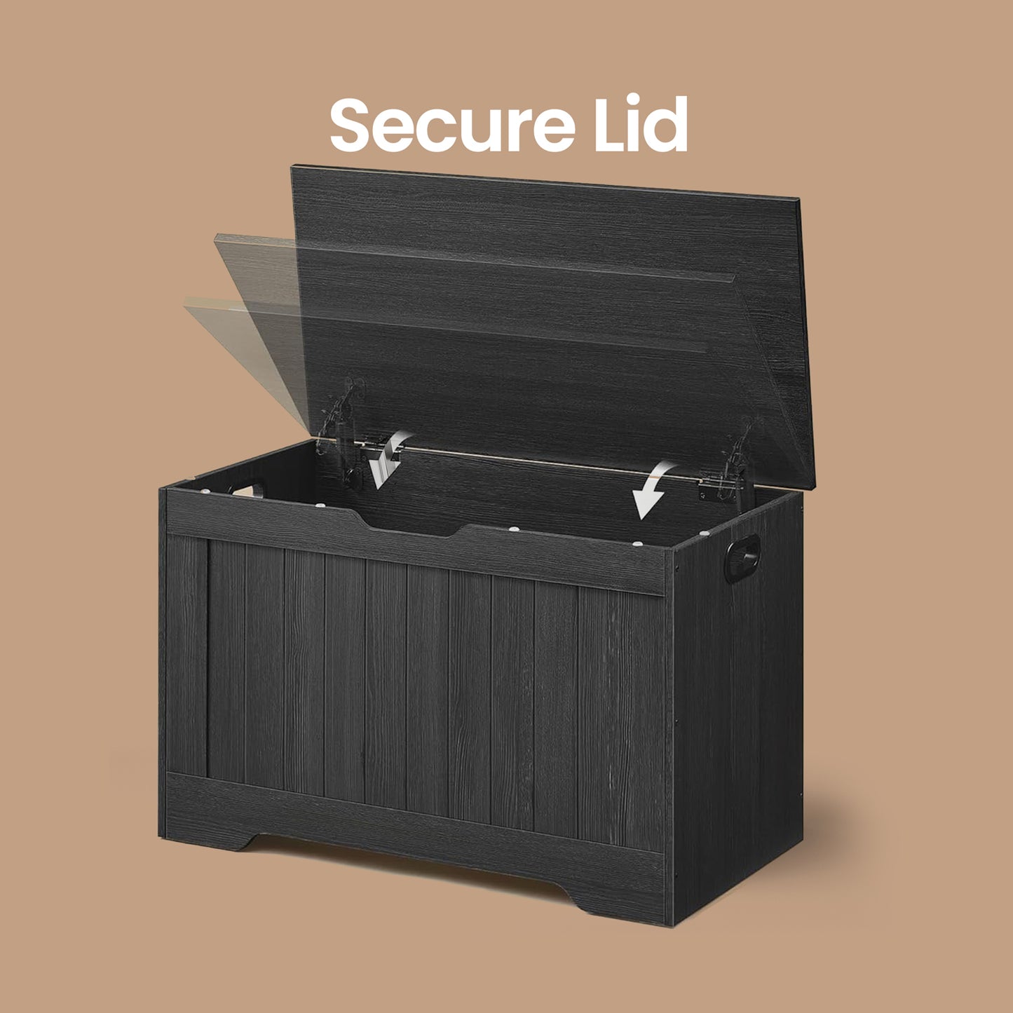 Farmhouse Storage Bench with Safety Hinges, 300lb Capacity Multi-Functional Entryway Seat, 29.9"W, Charcoal Gray