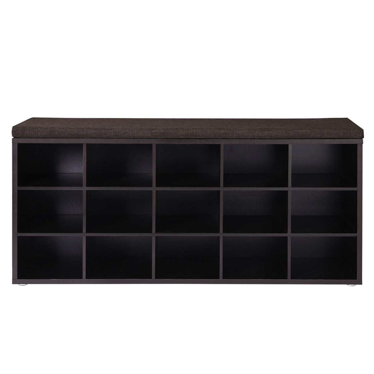 Shoe Bench, Storage Bench with Padded Seat, 15 Compartments, Adjustable Shelves, for Living Room, Hallway, Burgundy