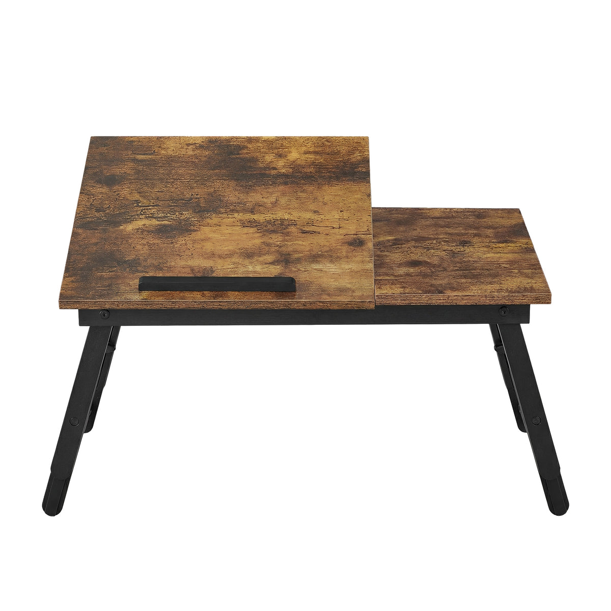 LEDREM Breakfast Tray with Folding Legs, Laptop Desk with Tilting Top, Fits up to 15.6 Inches Laptop, Rustic Brown and Matte Black