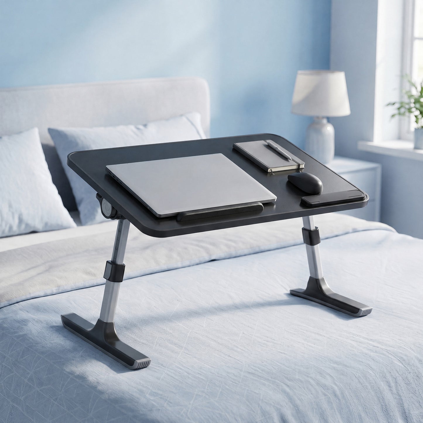 Portable Lap Desk with Drawer, Laptop Bed Tray Table for Sofa, 20.5 x 11.8 x 9.1 inches, Black