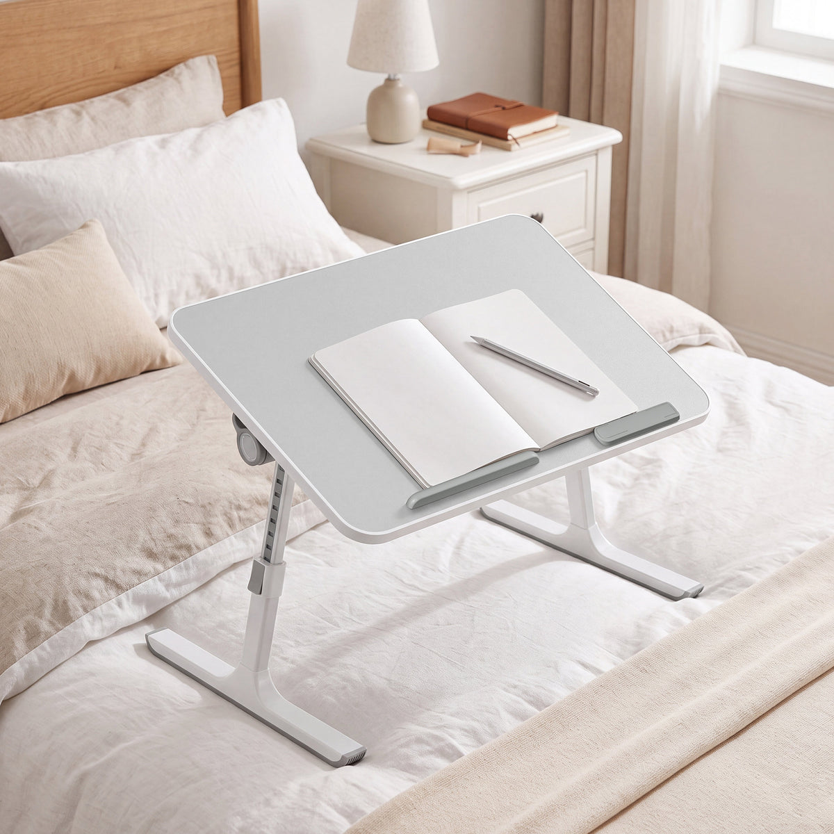 LEDREM Adjustable Portable Lap Desk, Laptop Bed Tray Table for Sofa, 20.5 x 11.8 x 9.1 inches, Grey