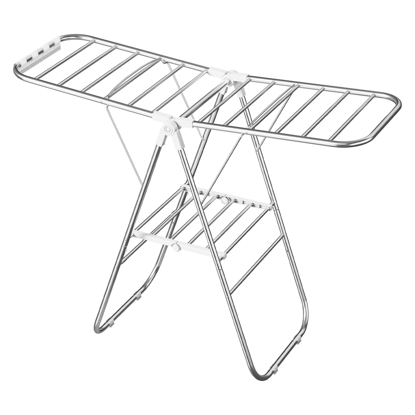 Foldable Metal Laundry Rack, Clothes Drying Rack, Height-Adjustable Gullwings, 17 x 51.2 x 39 Inches, White