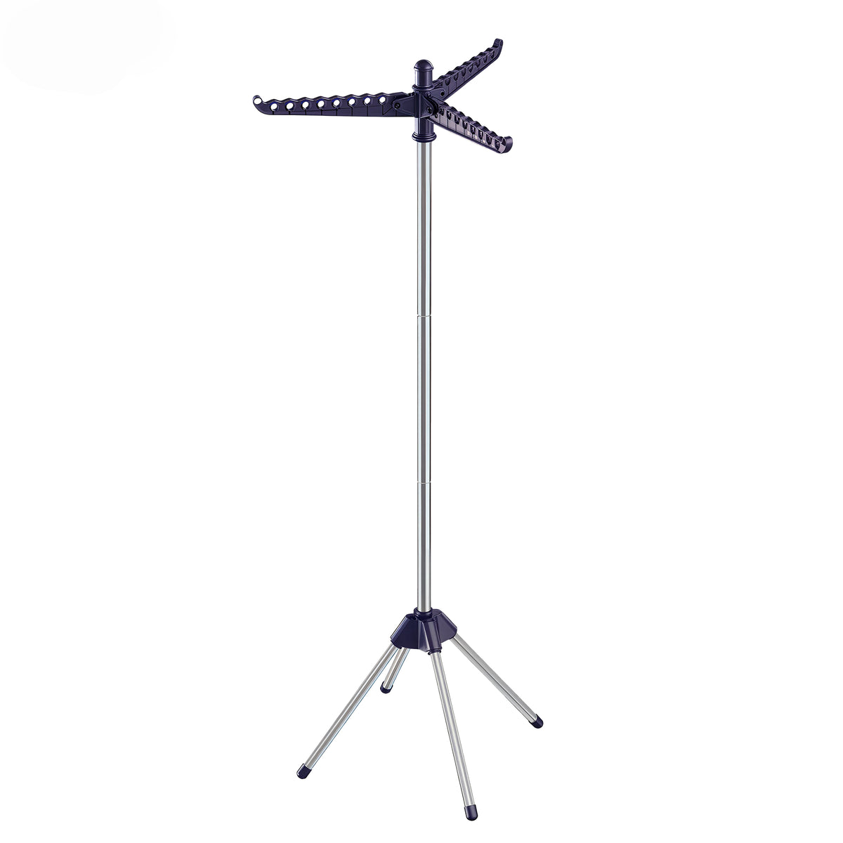 LEDREM Folding Clothes Drying Rack with 3 Rotatable Arms, Steel,Stainless Steel,PP Plastic,ABS Plastic, 61.6 Inches, Silver and Blue