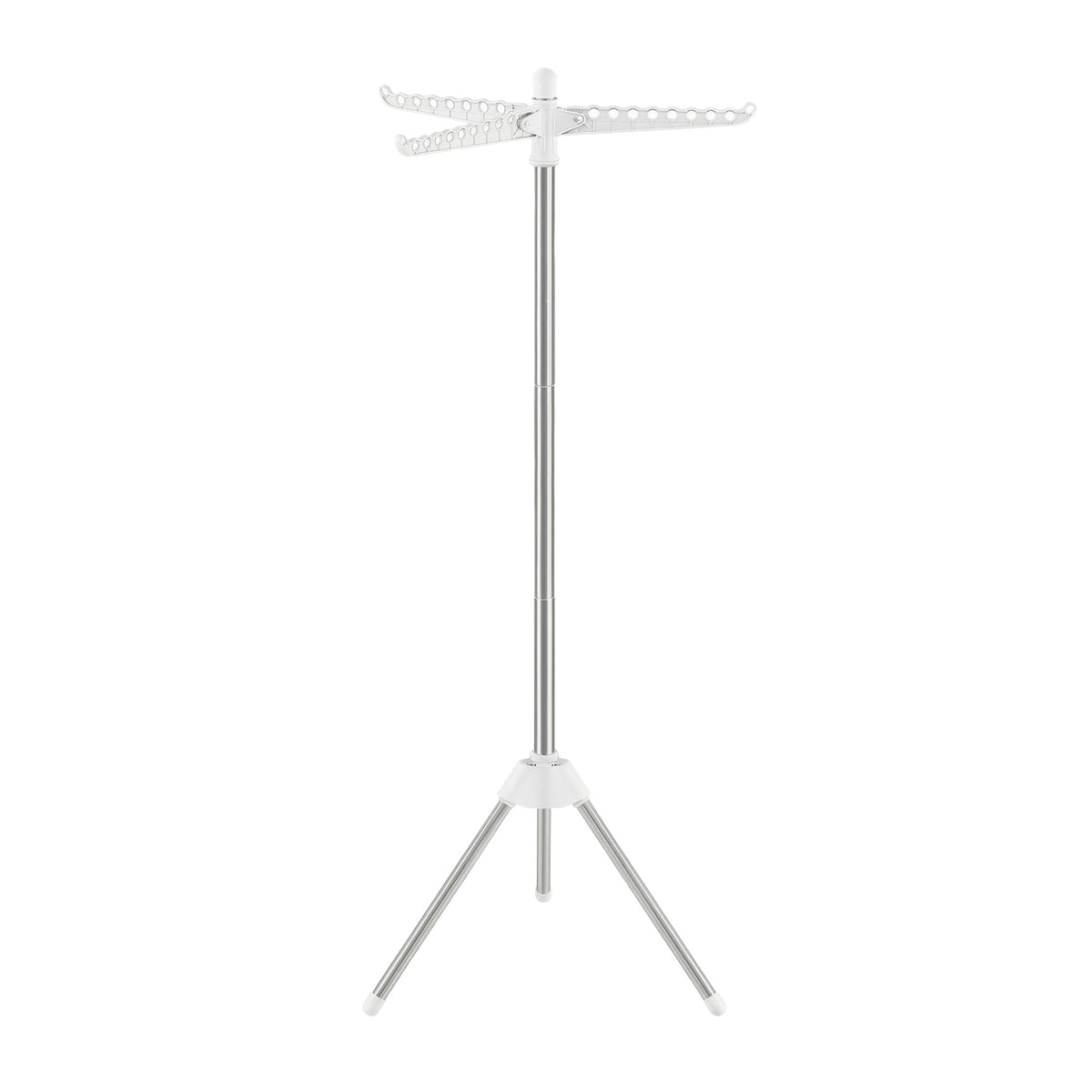 LEDREM Folding Clothes Drying Rack with 3 Rotatable Arms, Steel,Stainless Steel,PP Plastic,ABS Plastic, 61.6 Inches, Silver and White