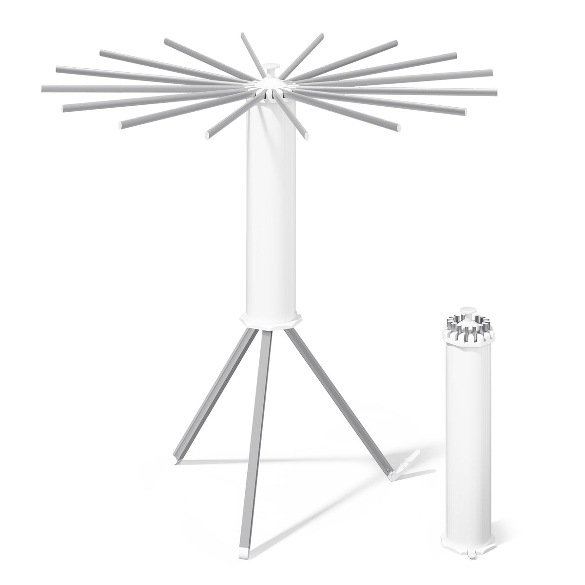 Folding Clothes Horse, Extendable Stand, Space-Saving, Rotatable, Balcony Laundry Room, Aluminum Arms, Silver