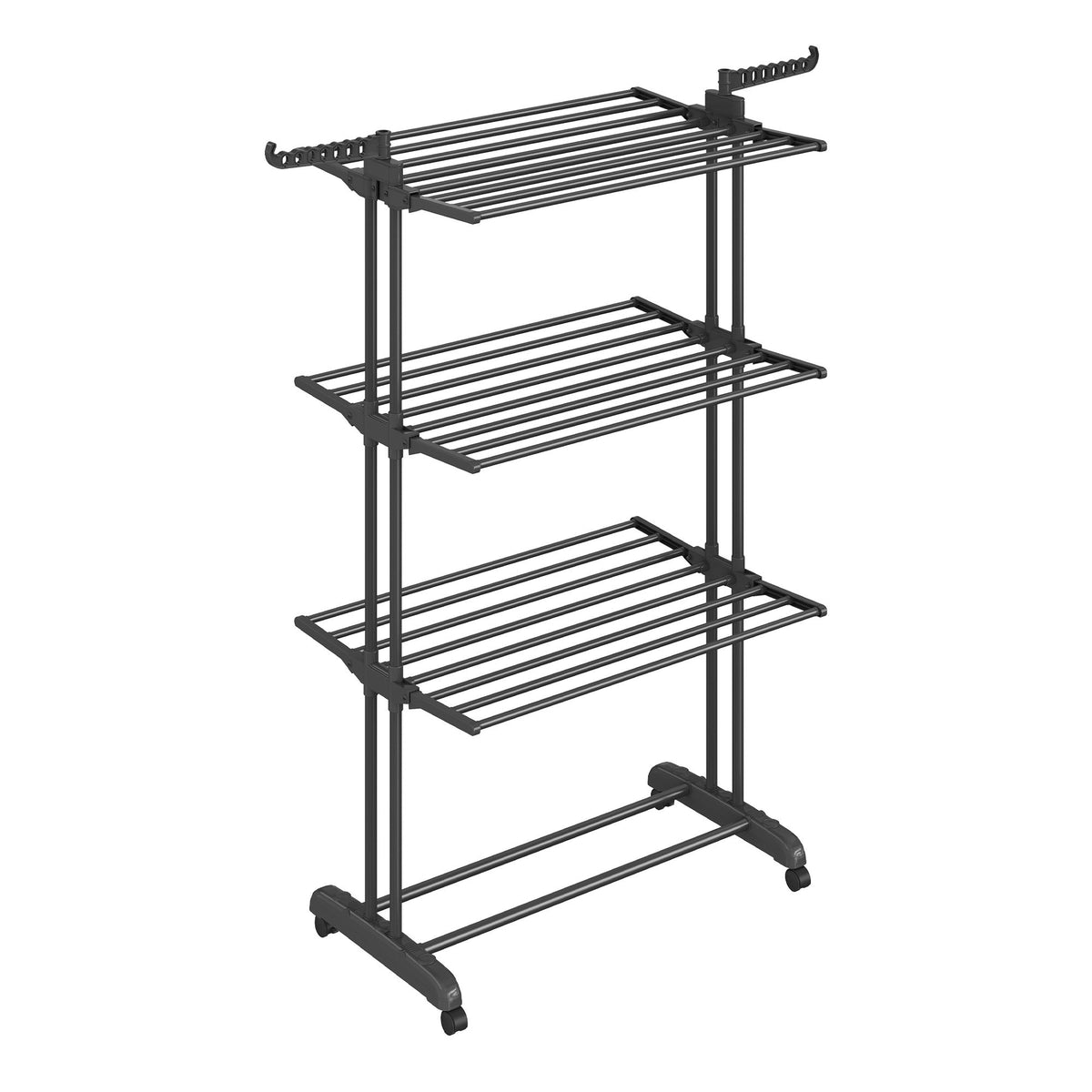 LEDREM Clothes Drying Rack, Foldable Laundry Drying Rack, Stainless Steel, Clothes Airer, Indoor Outdoor Use, Black