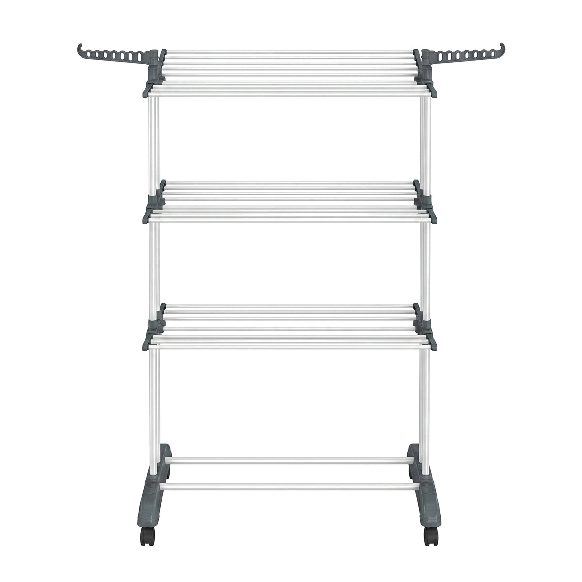 LEDREM 4-Tier Foldable Drying Rack, Stainless Steel Clothes Airer with Folding Wings, Indoor Outdoor Use, White