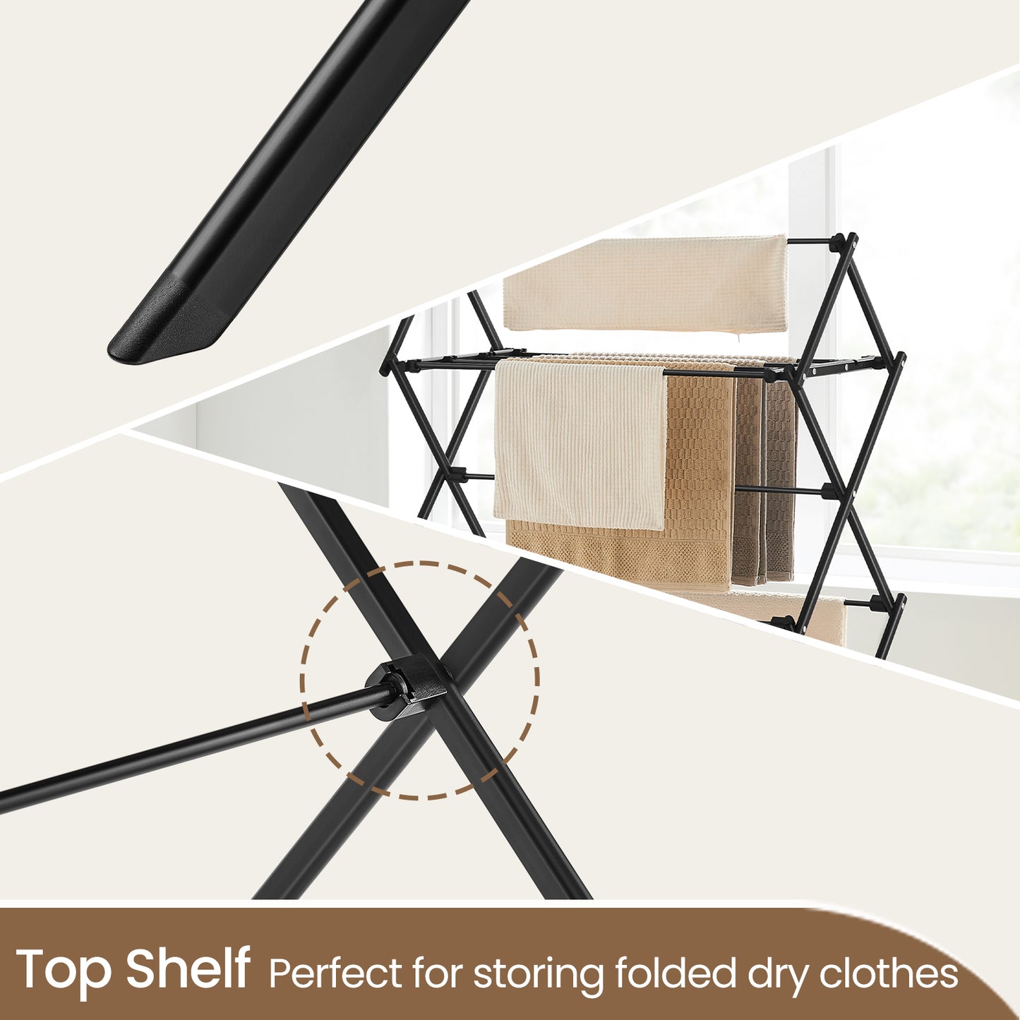 Foldable Steel Clothes Drying Rack, 12-Rod Space-Saving Design for Towels,Shoes,Laundry, Easy Assembly Indoor Outdoor Use, Black