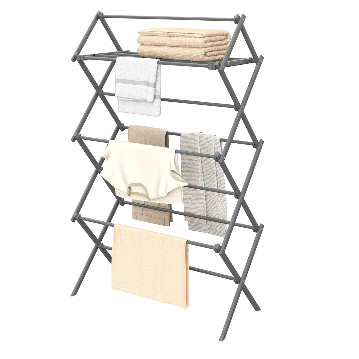 LEDREM Laundry Drying Rack, Foldable Steel Clothes Airer for Indoor or Outdoor Use, Simple Assembly, Gray