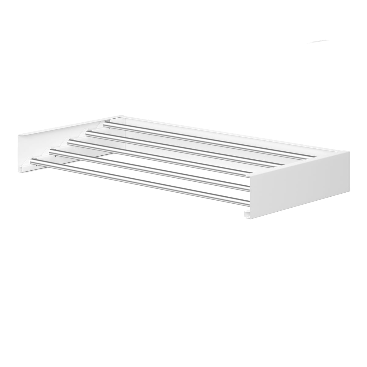 Wall-Mounted Clothes Drying Rack, Foldable Laundry Rack with 6 Rods, 31.5 x 15.7 x 4.1 Inches, White and Gray