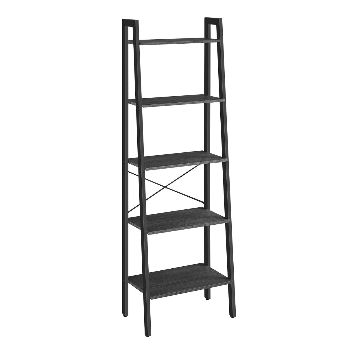 LEDREM 5-Tier Bookcase, Modern basic Bookshelf with Steel Frame, Storage Rack for Bedroom, Living Room, Black