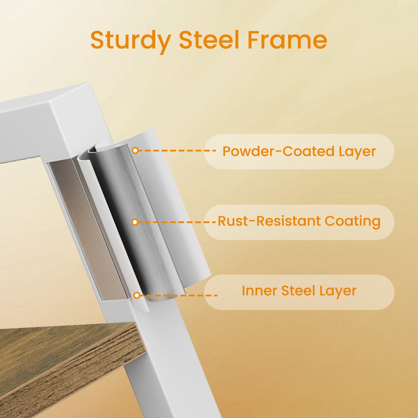 Narrow 6-Tier Bookshelf with Steel Frame, Industrial Style Bookcase for Living Room and Office, 15.7 x 73.2 Inches, Honey Brown and Cloud White