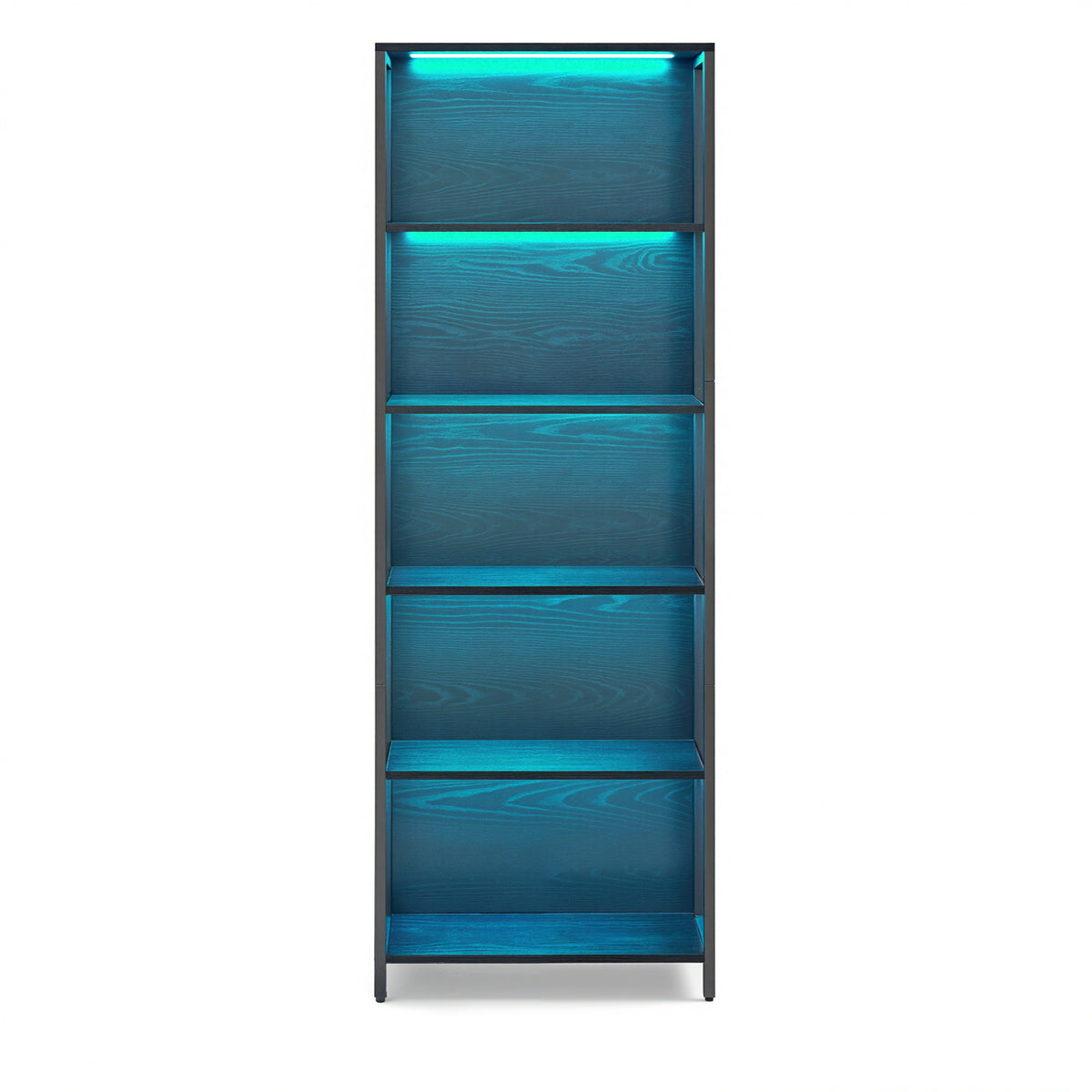 LEDREM 6-Tier LED Bookshelf, Tall Storage Shelving Unit with Lights, 23.6 x 11.9 x 70.1 Inches, Black