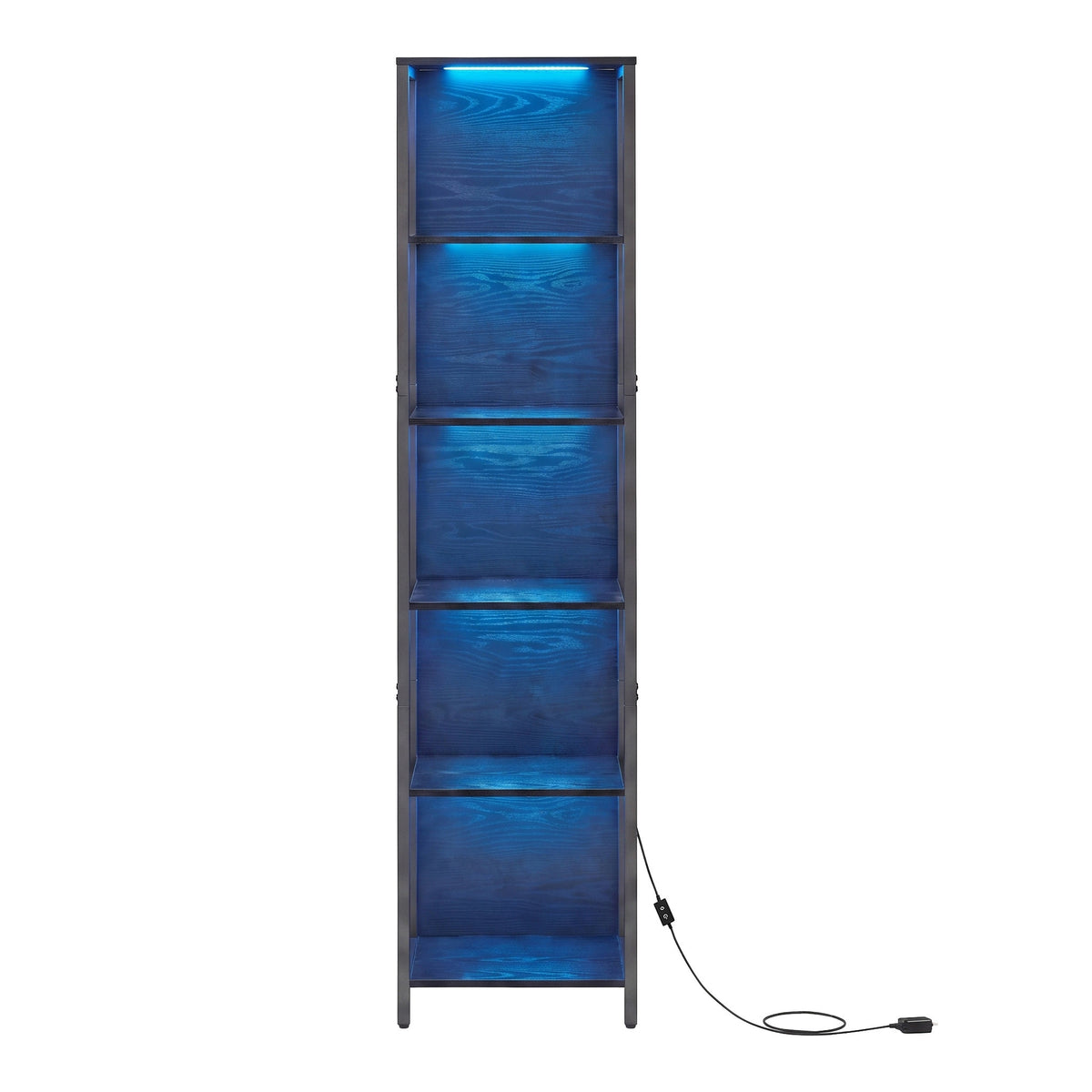LEDREM 6-Tier LED Bookshelf, Tall Storage Shelving Unit with Lights, 15.7 x 11.9 x 70.1 Inches, Black