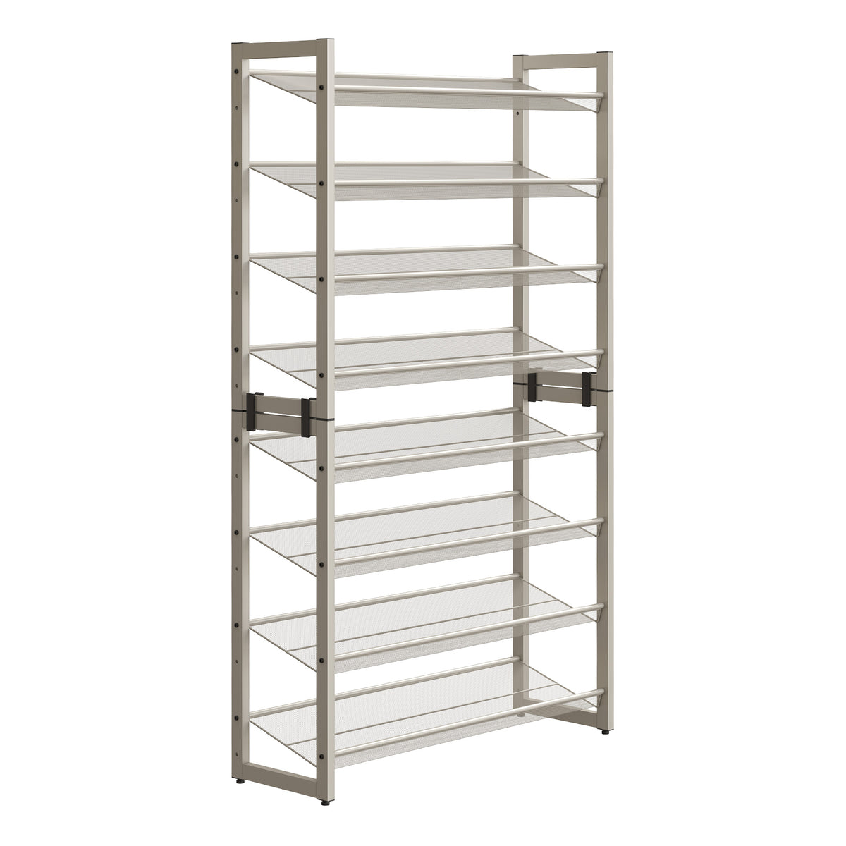 LEDREM 8-Tier Shoe Storage Rack, Garage Metal, 2-Piece Set, Adjustable Flat or Angled Shelves, Holds 32–40 Pairs, Beige
