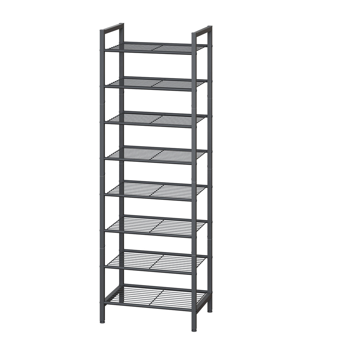 LEDREM 8 Tier Metal Tall Shoe Rack Shelf, Narrow Shoe Rack, Slim Shoe Storage Organizer for Closet Entryway Small Spaces, Black