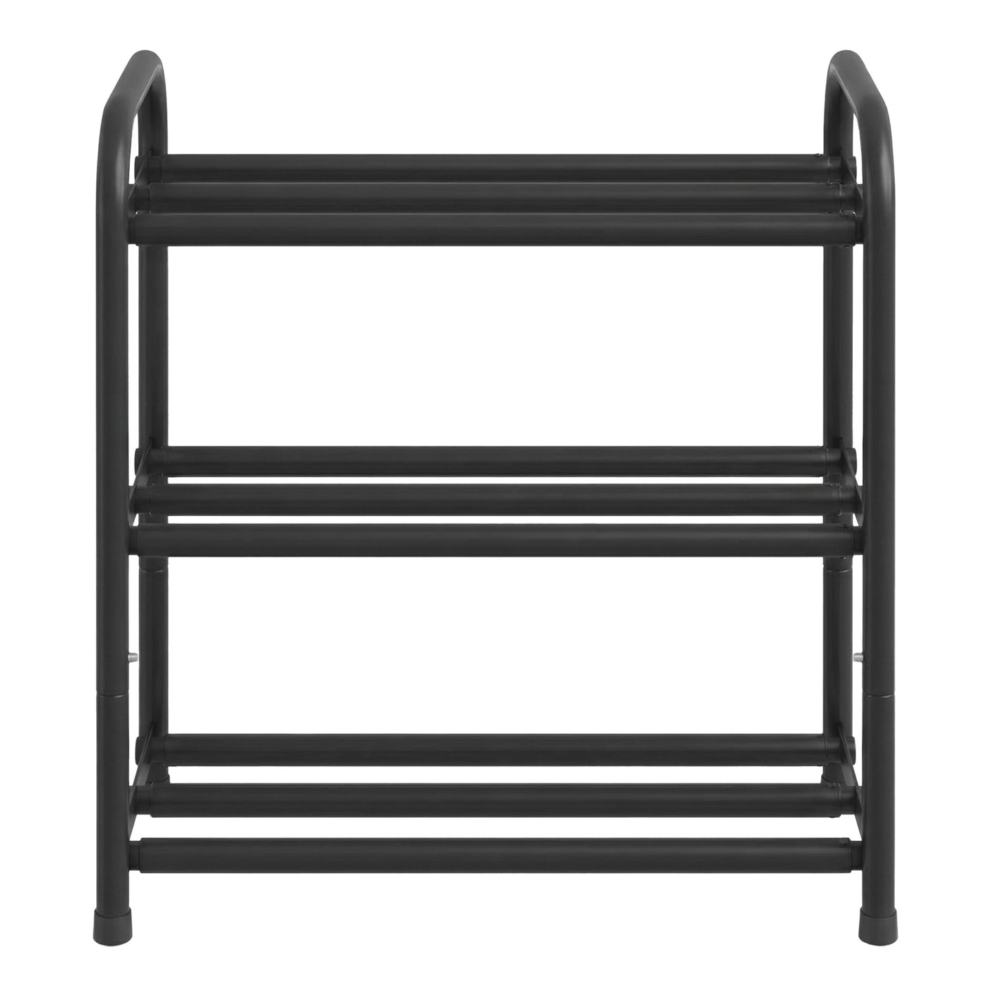 Expandable Shoe Rack, 3-Tier Adjustable Steel Storage Organizer, 17.5 x 9.8 x 18.8 inches, Black