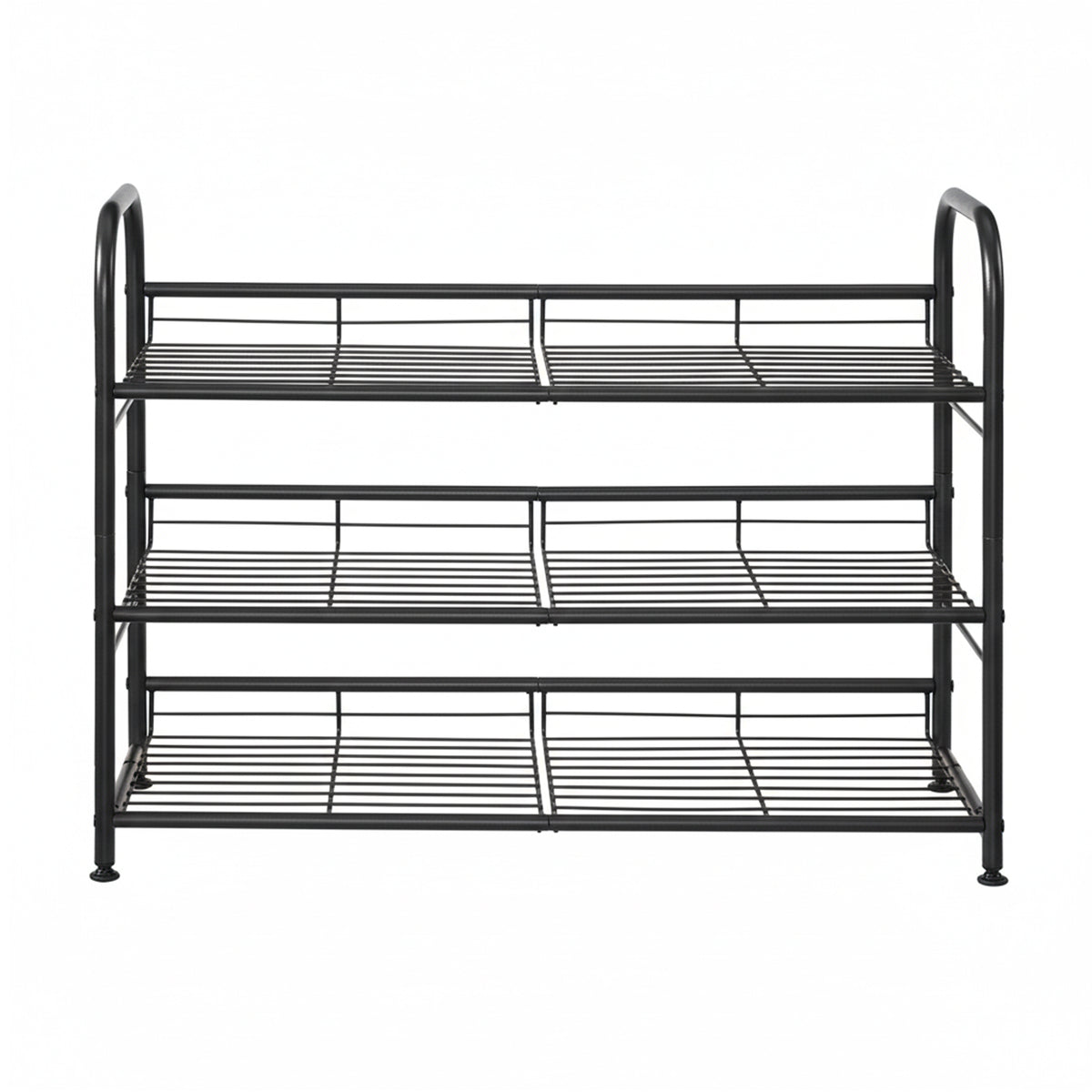 LEDREM 3-Tier Metal Shoe Rack with Adjustable Tilt Shelves, Shoe Organizer for Closet, Entryway or Garage, Black