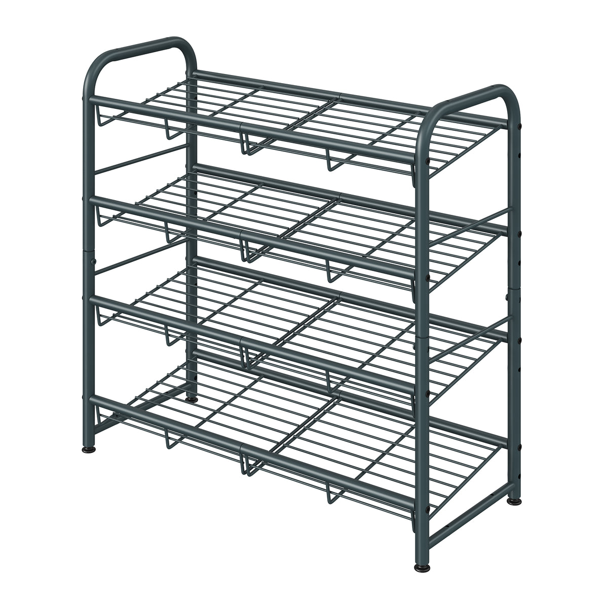 LEDREM Shoe Shelf, Adjustable 4-Tier Storage Organizer, Shoe Rack for Entryway or Closet, Space Saving, Gray