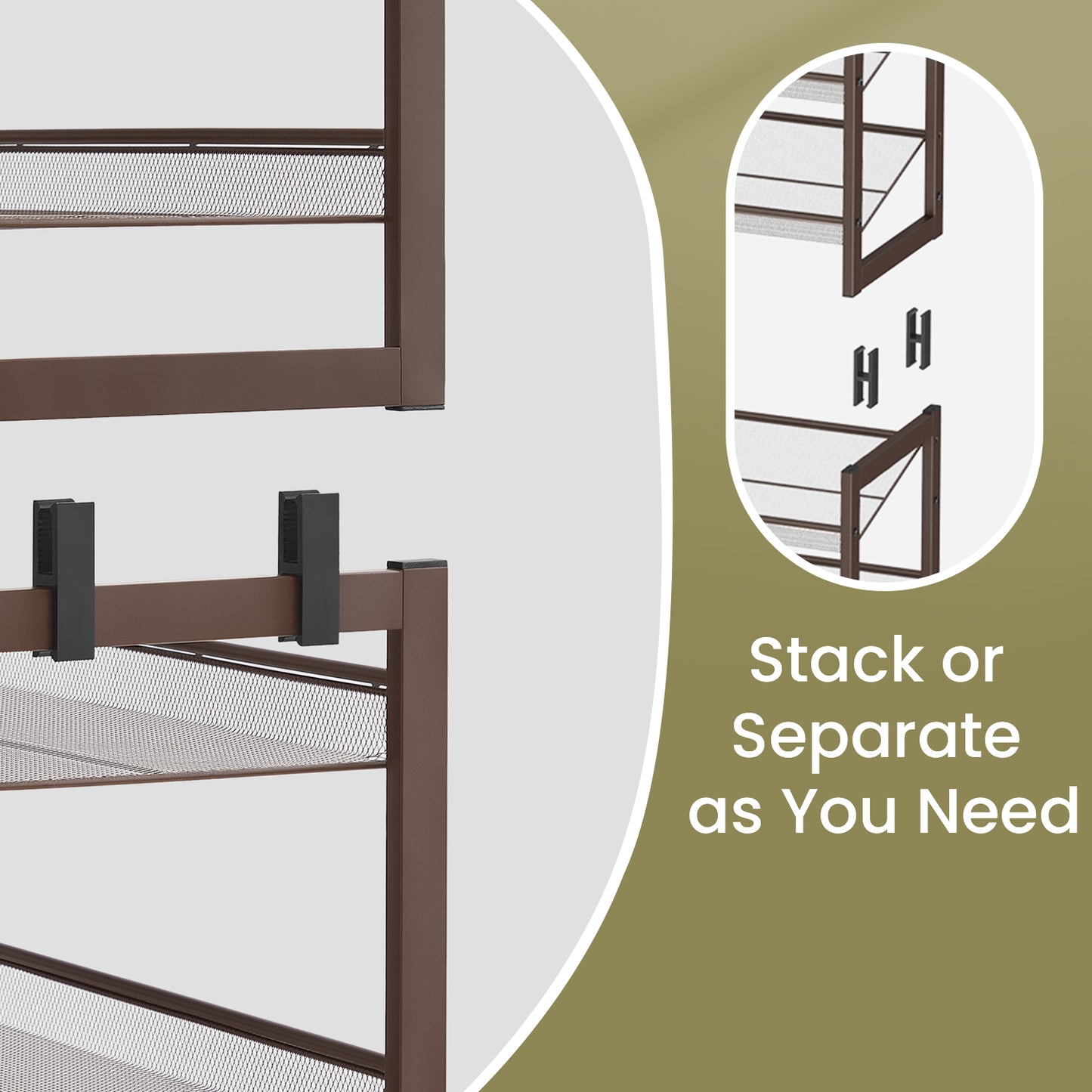 12-Tier Stackable Shoe Organizer, Adjustable Metal Shoe Rack for Entryway & Garage, Holds 48+ Pairs, Fits High Heels & Boots, Bronze