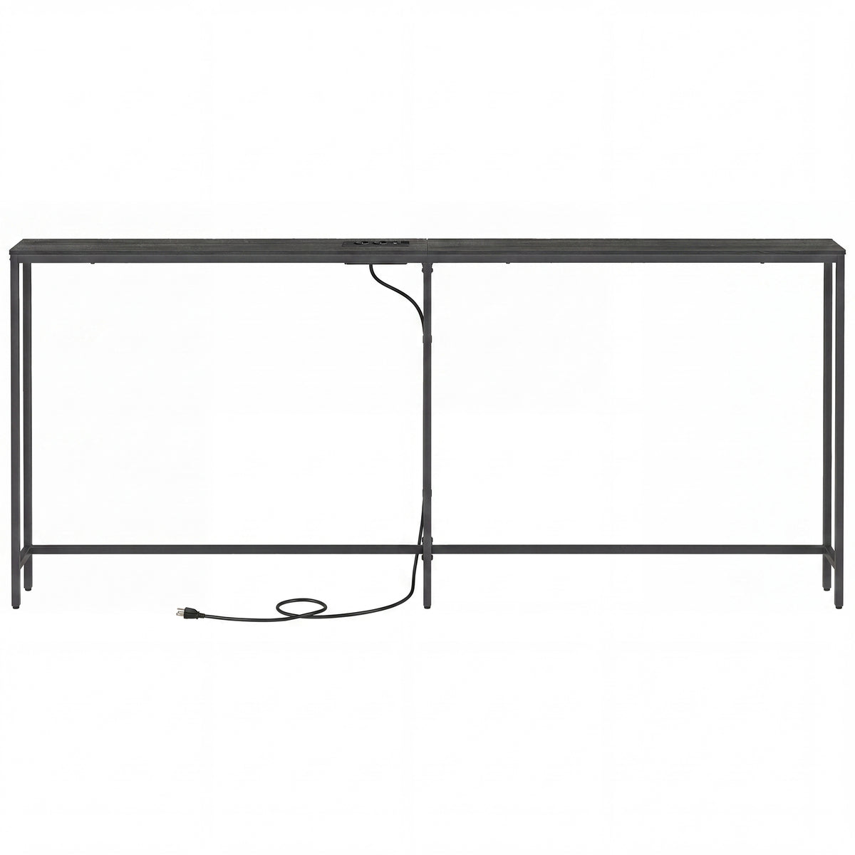 LEDREM Console Table with Power Outlet, Slim Behind Couch Table, for Entryway, Black