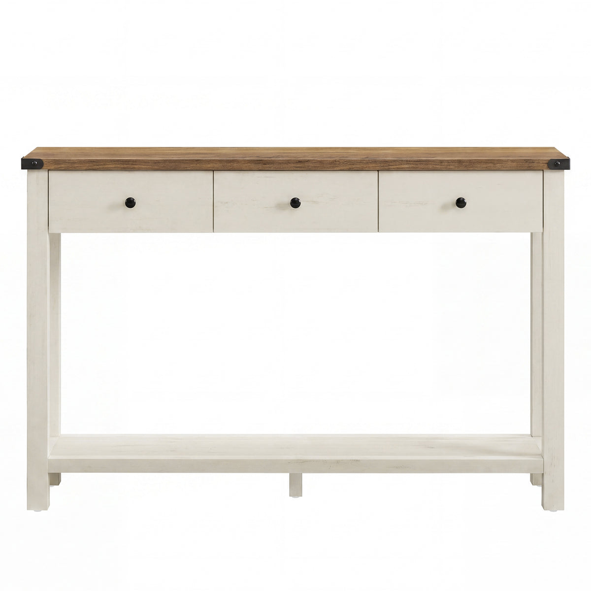 LEDREM Console Table with 3 Drawers, Narrow Entryway Table with Storage for Living Room, 47.2 x 9.5 x 29.9 Inches, White