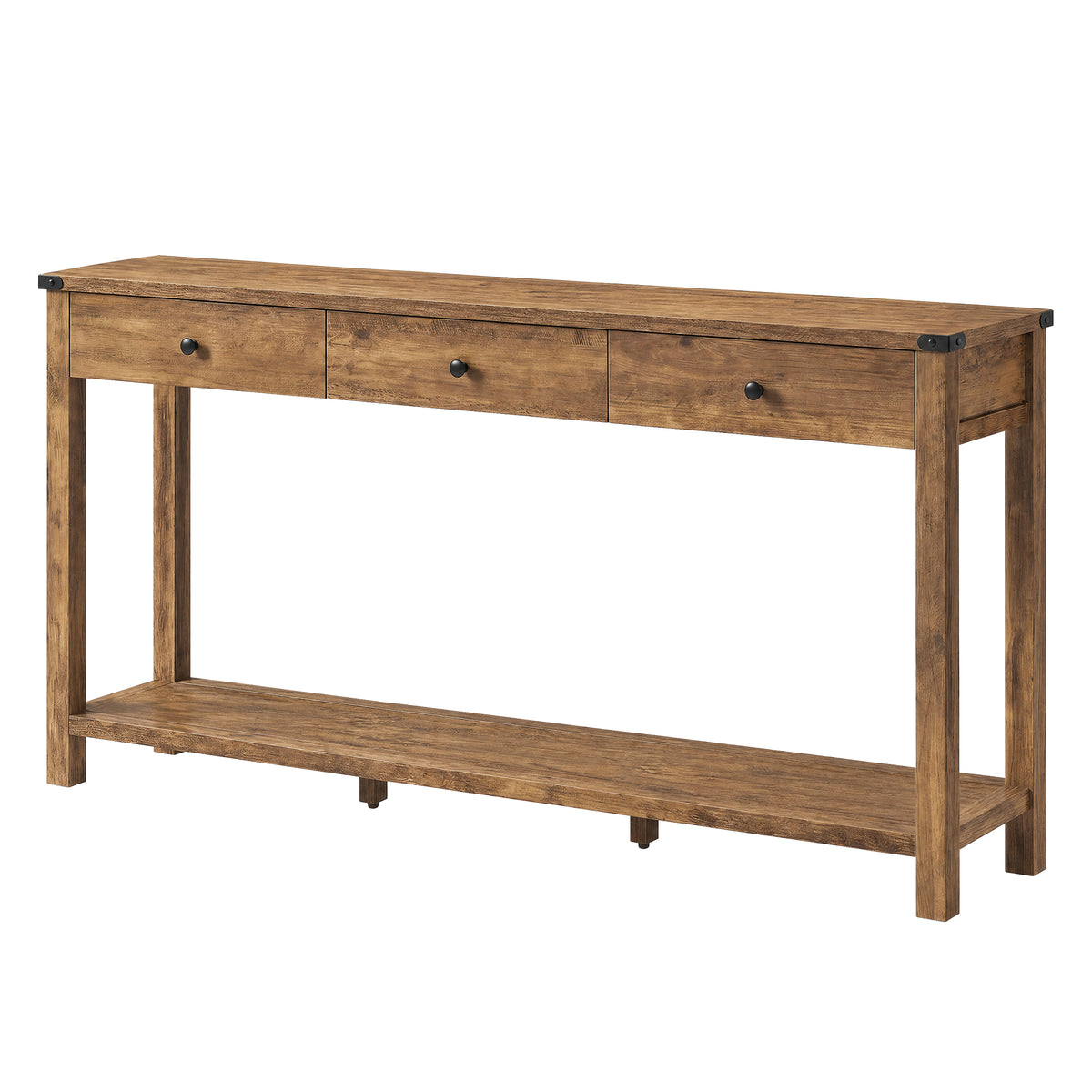 Console Table with 3 Drawers, Narrow Entryway Table with Storage for Living Room, 63 x 9.4 x 29.9 Inches, Warm Brown