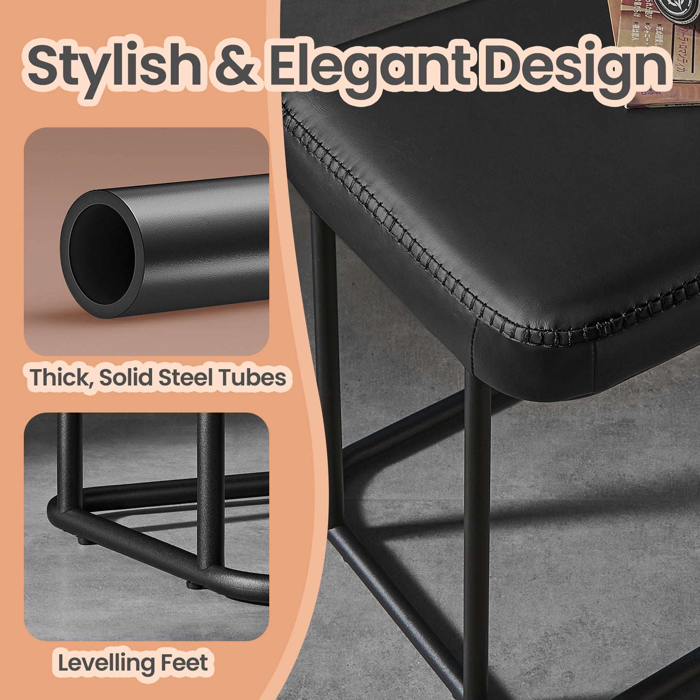 EKHO Storage Bench - 43.3" Entryway Ottoman with Steel Frame, 660lb Capacity, Mid-Century Modern Design, Ink Black