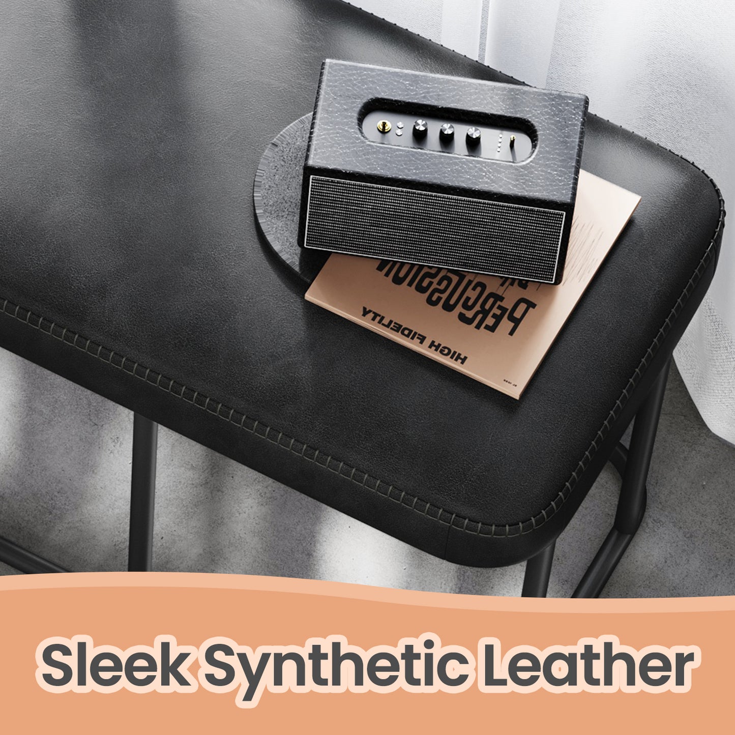 EKHO Storage Bench - 43.3" Entryway Ottoman with Steel Frame, 660lb Capacity, Mid-Century Modern Design, Ink Black