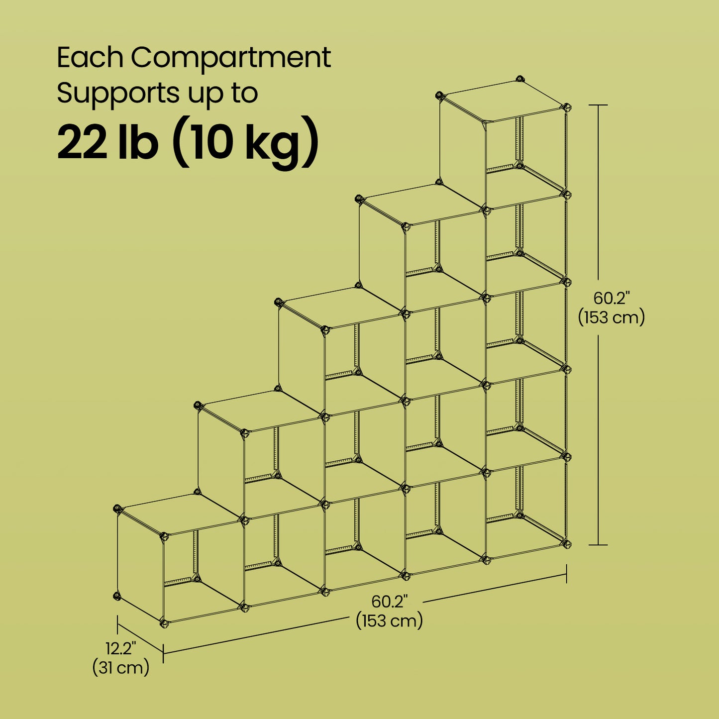 16-Cube Modular Closet System - Heavy Duty Plastic & Metal Storage Organizer, Tool-Free Assembly, Cream White