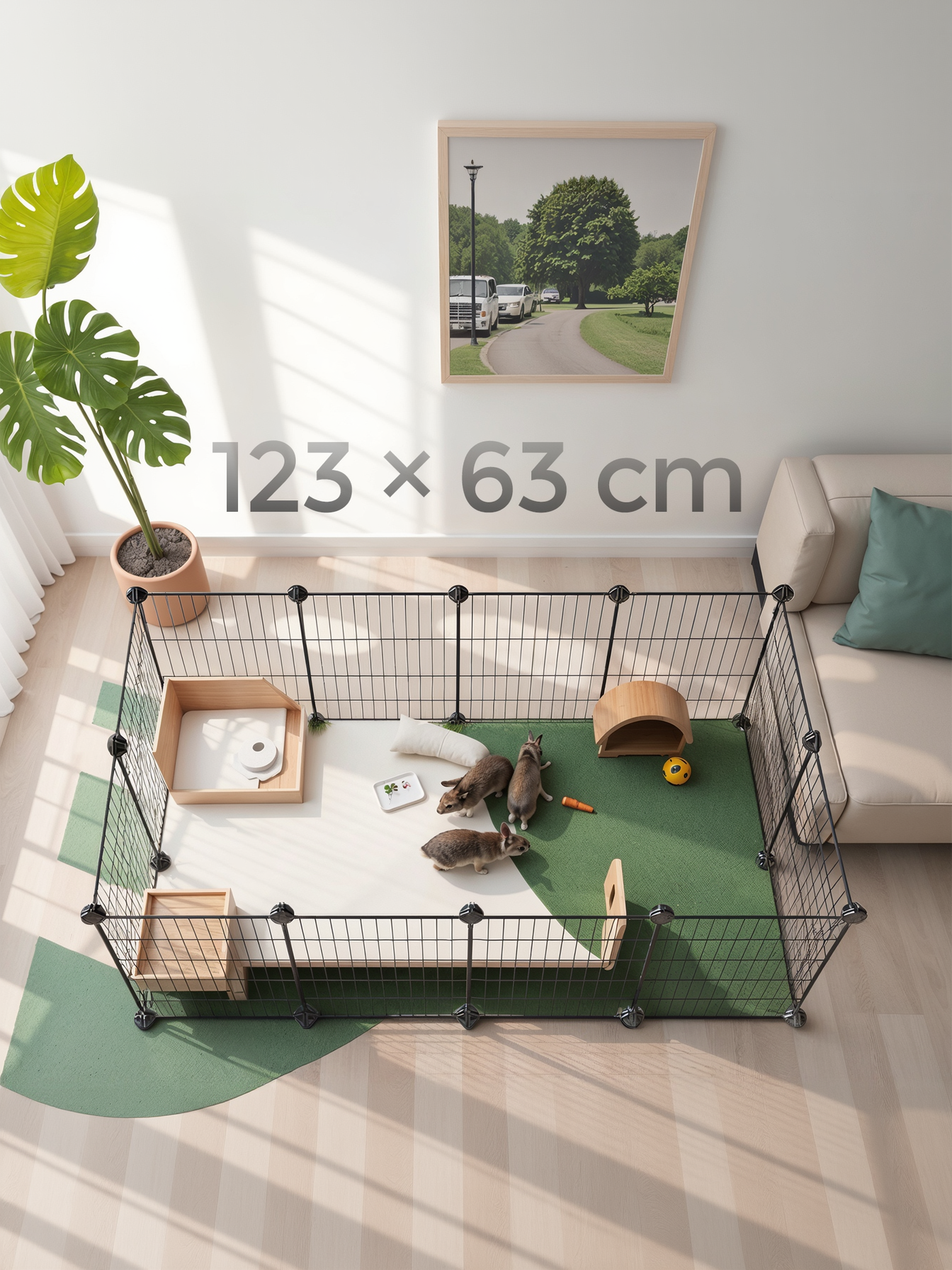 DIY Metal Pet Playpen with Cable Ties, Small Animal Cage Enclosure with 0.10" Wire Mesh, for Guinea Pigs, Rabbits, Hamsters, Black