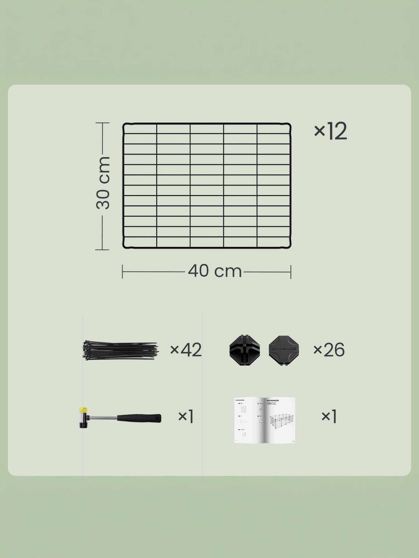 DIY Metal Pet Playpen with Cable Ties, Small Animal Cage Enclosure with 0.10" Wire Mesh, for Guinea Pigs, Rabbits, Hamsters, Black