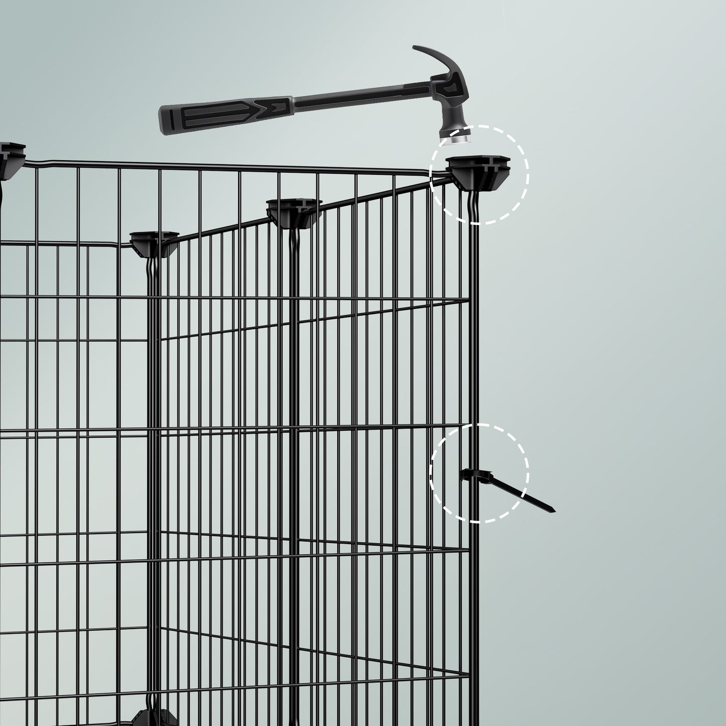 Small Animal Playpen Cage with Waterproof Mat, 48.4 x 24.8 Inch Guinea Pig and Rabbit Cage with Top and Side Door, 20 Panels, Ink Black