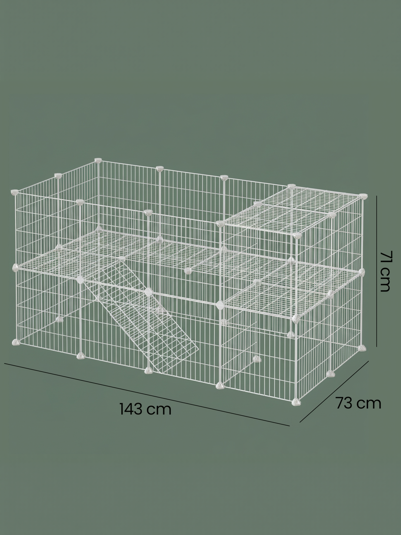 36-Panel Two-Story Pet Playpen, Metal Wire Small Animal Cage for Rabbits, Guinea Pigs, Puppies, with Zip Ties & Non-Slip Pads, White