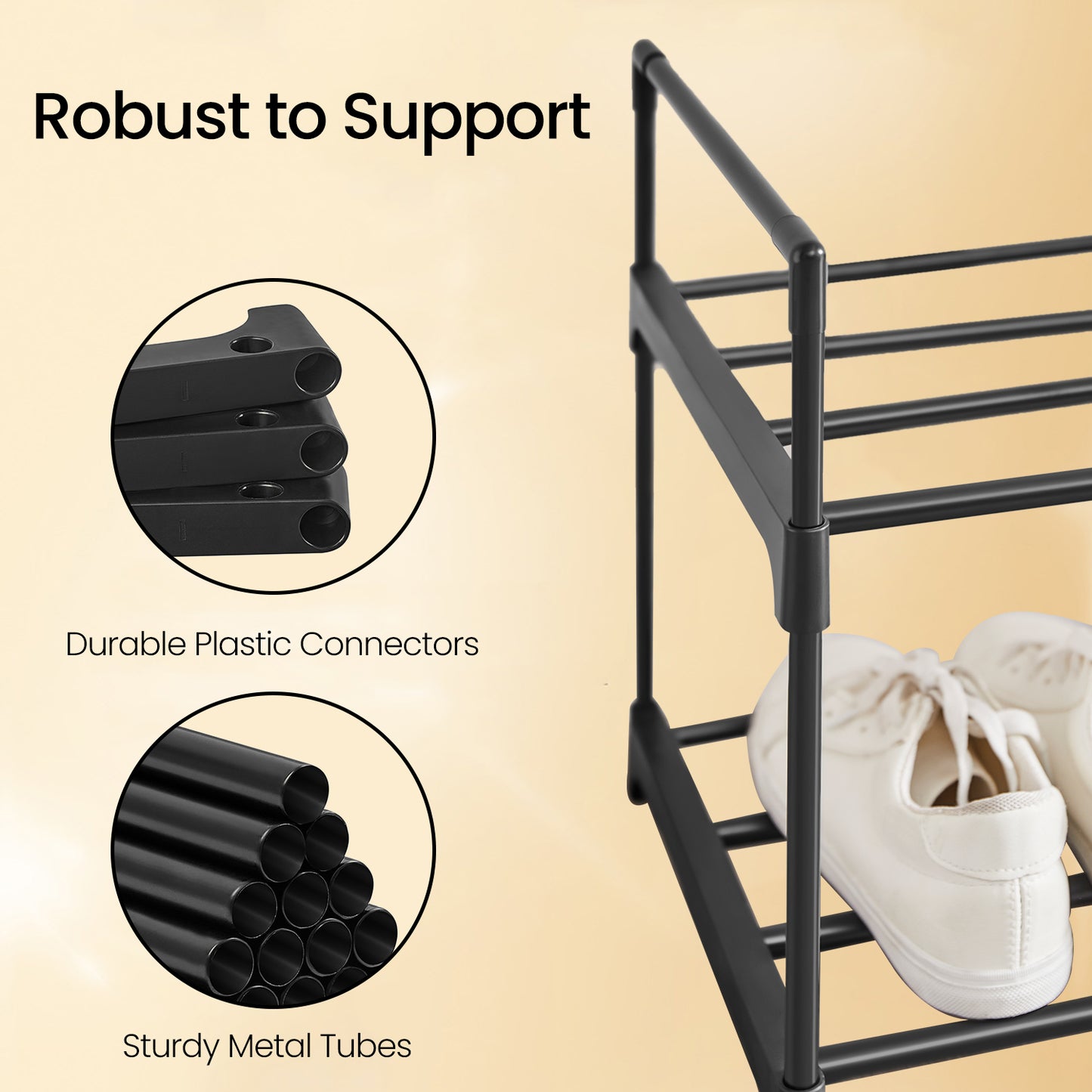3-Tier Metal Shoe Rack Organizer – Stackable, Space-Saving Storage Shelf for 20-24 Pairs, Upright or Upside Down, Entryway & Closet Use, Black