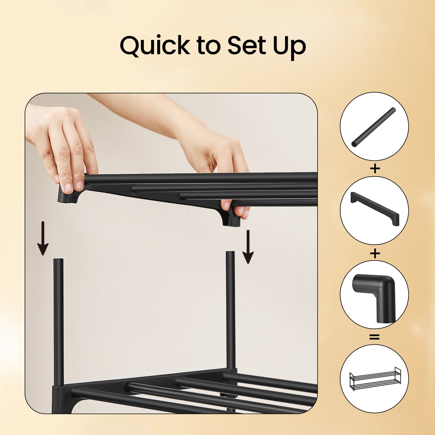 3-Tier Metal Shoe Rack Organizer – Stackable, Space-Saving Storage Shelf for 20-24 Pairs, Upright or Upside Down, Entryway & Closet Use, Black