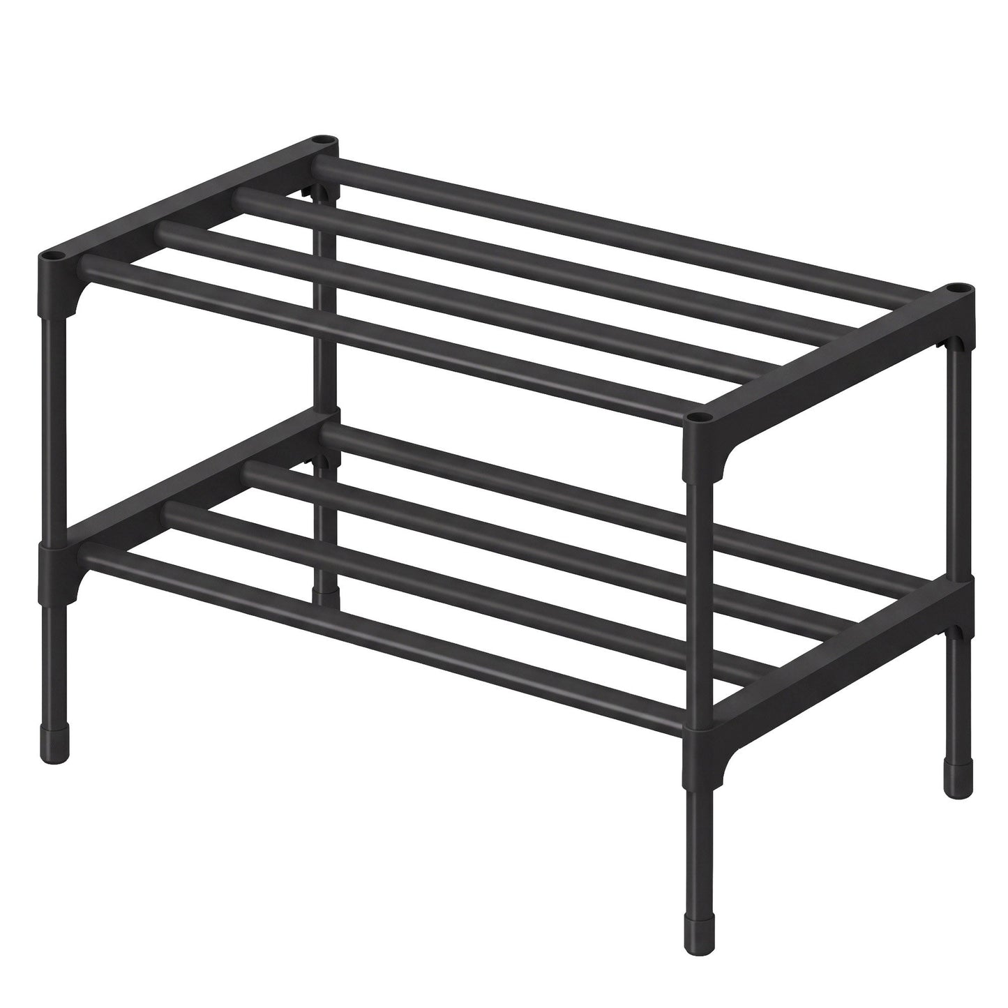 2-Tier Shoe Rack, Metal Entryway Organizer, Small Shoe Storage for Closet, 17.7 x 11.8 x 14.6 Inches, Black