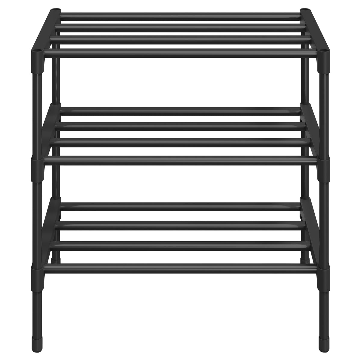3-Tier Shoe Rack, Metal Entryway Organizer, Small Shoe Storage for Closet, 17.7 x 11.8 x 21.7 Inches, Black