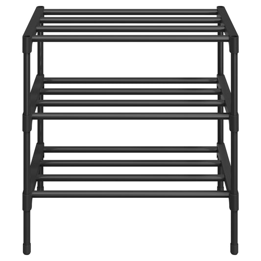 3-Tier Shoe Rack, Metal Entryway Organizer, Small Shoe Storage for Closet, 17.7 x 11.8 x 21.7 Inches, Black