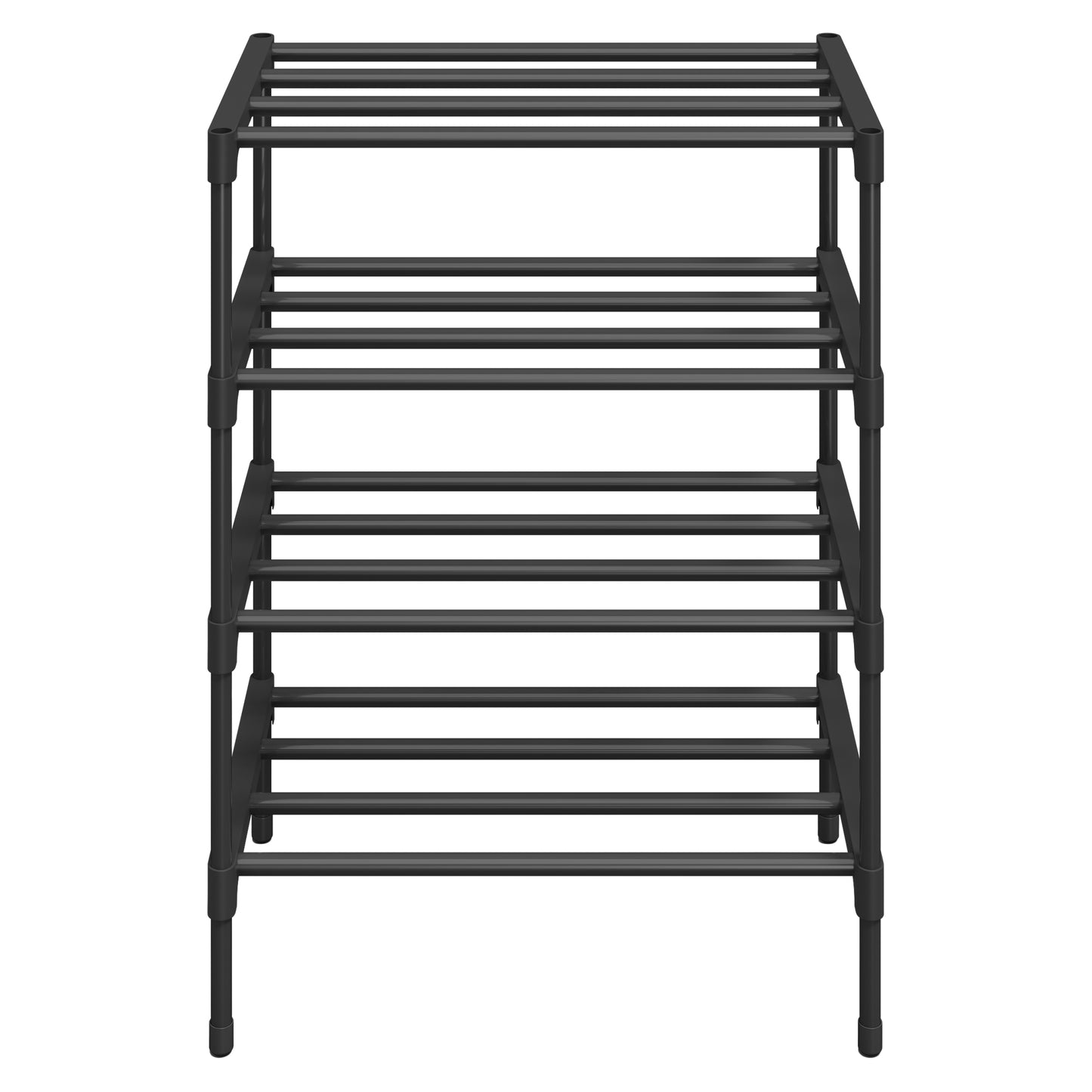4-Tier Shoe Rack, Metal Entryway Organizer, Small Shoe Storage for Closet, 17.7 x 11.8 x 28.4 Inches, Black