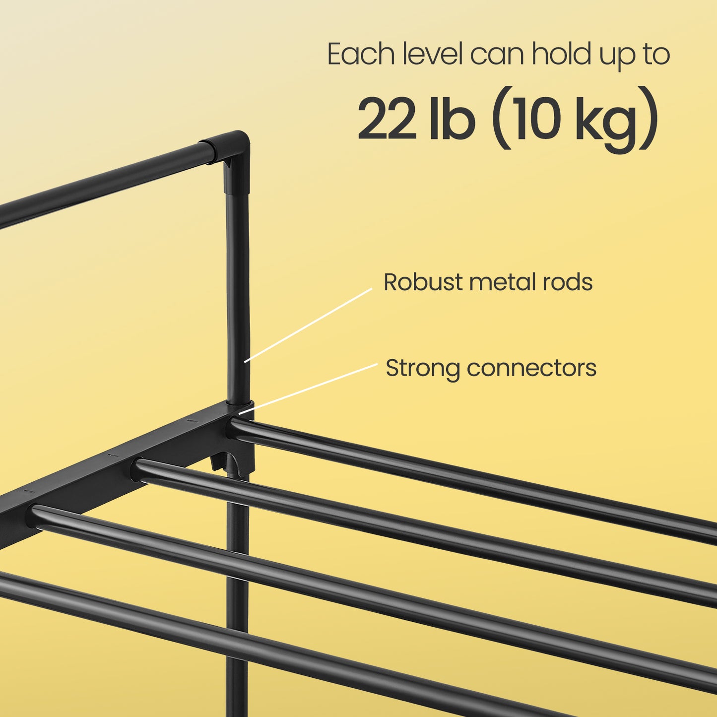 3-Tier Metal Shoe Rack Organizer, Stackable & Reversible Storage Shelf, Holds 16-20 Pairs, No-Tool Assembly, for Entryway,Closet, Black