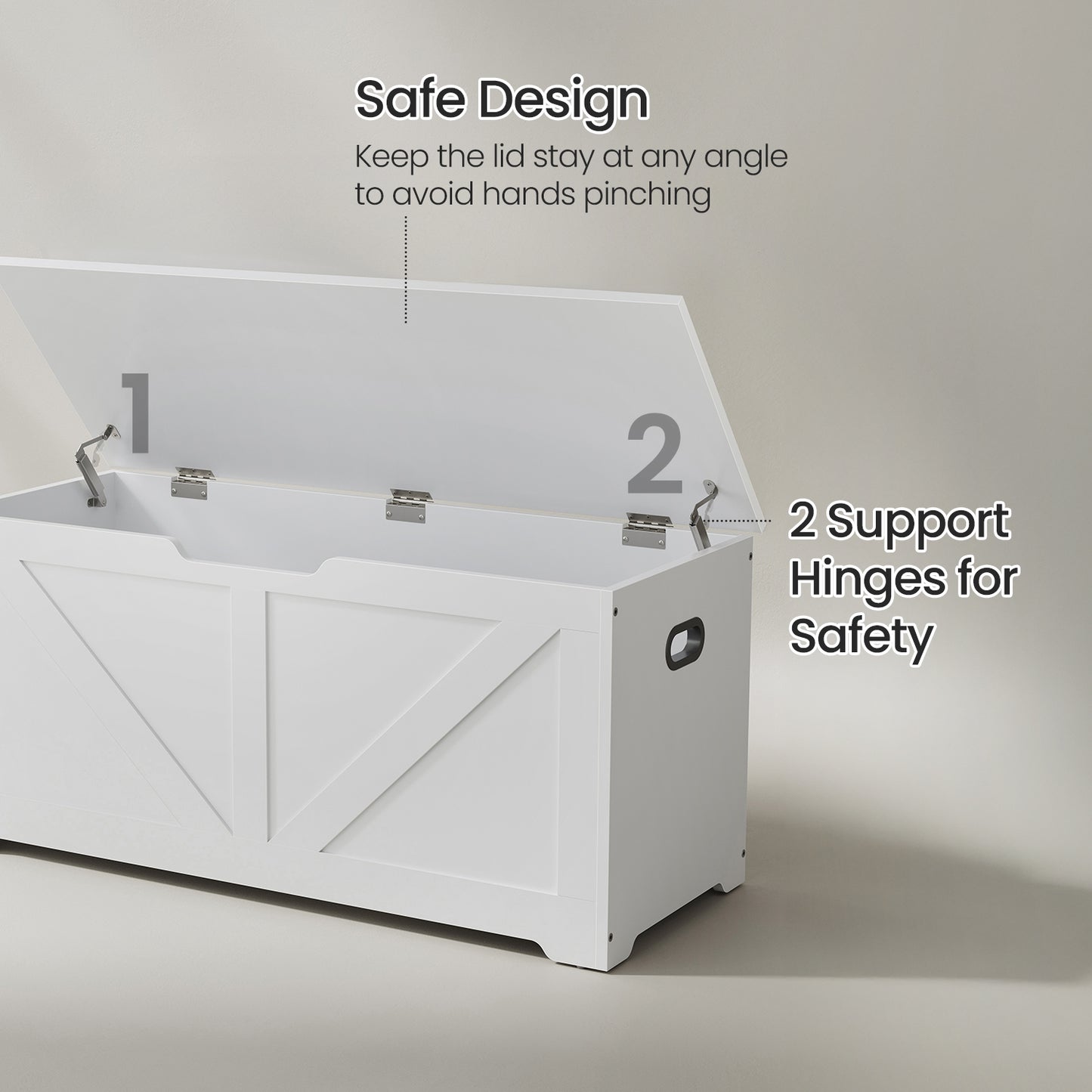 armhouse Storage Chest Bench, 39.4" Large Capacity Trunk with 2 Safety Hinges & Side Handles, 300lb Weight Capacity, for Entryway & Living Room,Cloud White