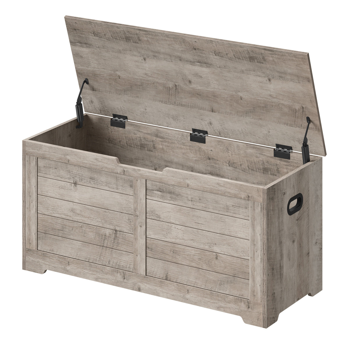 Storage Chest, Storage Bench with 2 Safety Hinges, Farmhouse Style, for Entryway, Bedroom, Living Room, Beige