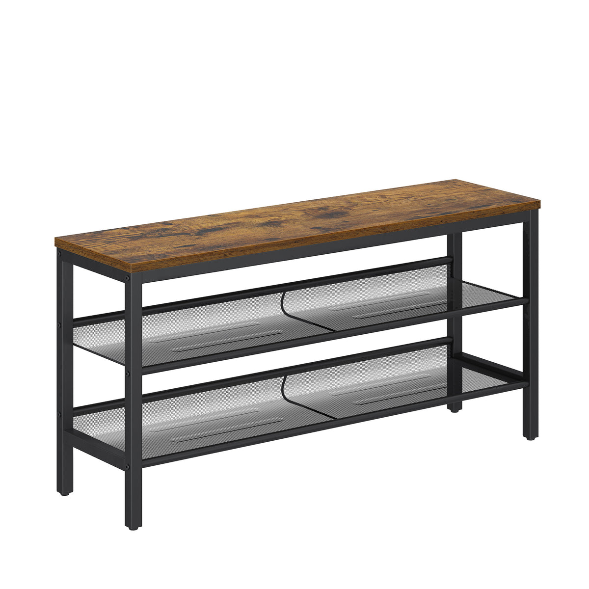 LEDREM Shoe Storage Bench, 3-Tier Shoe Rack for Entryway, 39.4 x 11 x 19.7 Inches, Tan and Black