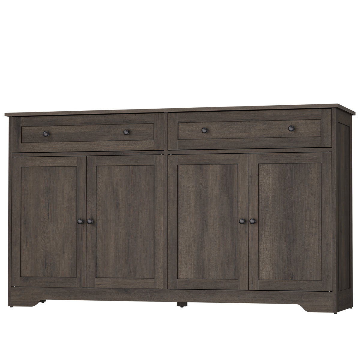 Farmhouse Buffet Cabinet, Coffee Bar Sideboard with 2 Drawers & Adjustable Shelves, 4 Doors, 55.1" Wide, Taupe Brown