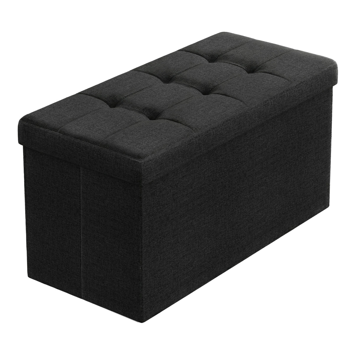 LEDREM Upholstered Storage Chest, 38 x 76 x 38 cm, Ottoman Bench for Bedroom, Entryway, Living Room, Black