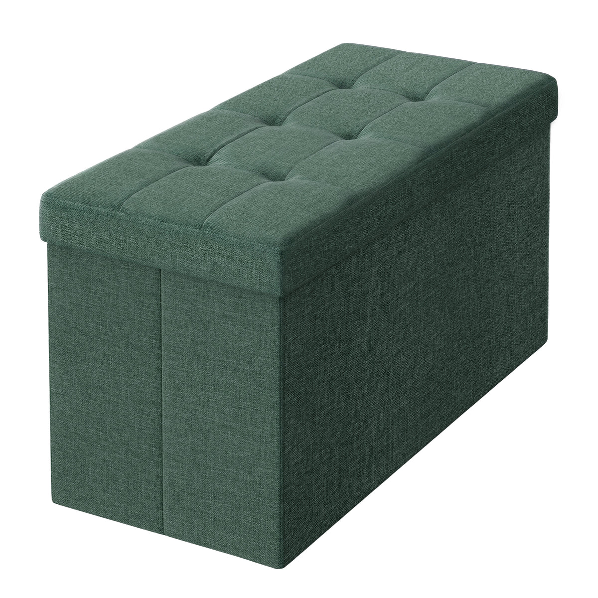LEDREM Upholstered Storage Chest, 29.9 x 15 x 15 in, Ottoman Bench for Bedroom, Entryway, Living Room, Green