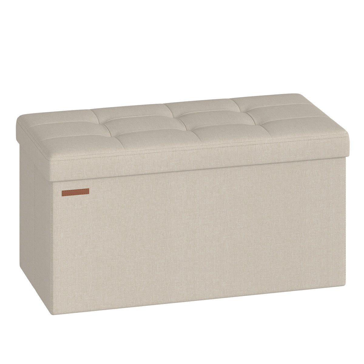 LEDREM Upholstered Storage Chest, 76 x 38 x 38 cm, Ottoman Bench for Bedroom, Entryway, Living Room, White