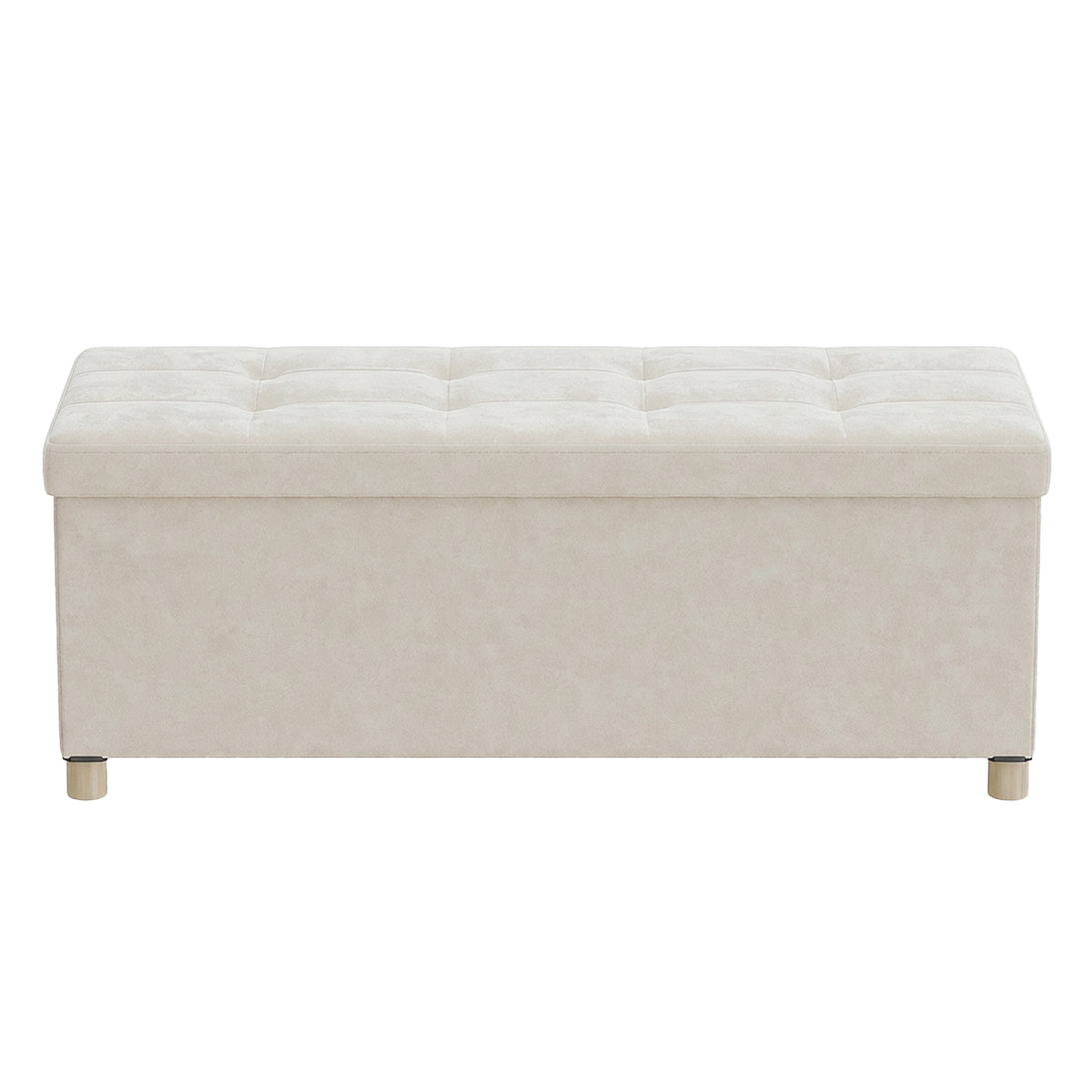 LEDREM 43.3-Inch Storage Ottoman Bench, 35-Gallon Folding Chest with Velvet, Supports up to 661.4 lb, for Entryway, Living Room or Bedroom, Beige and Black
