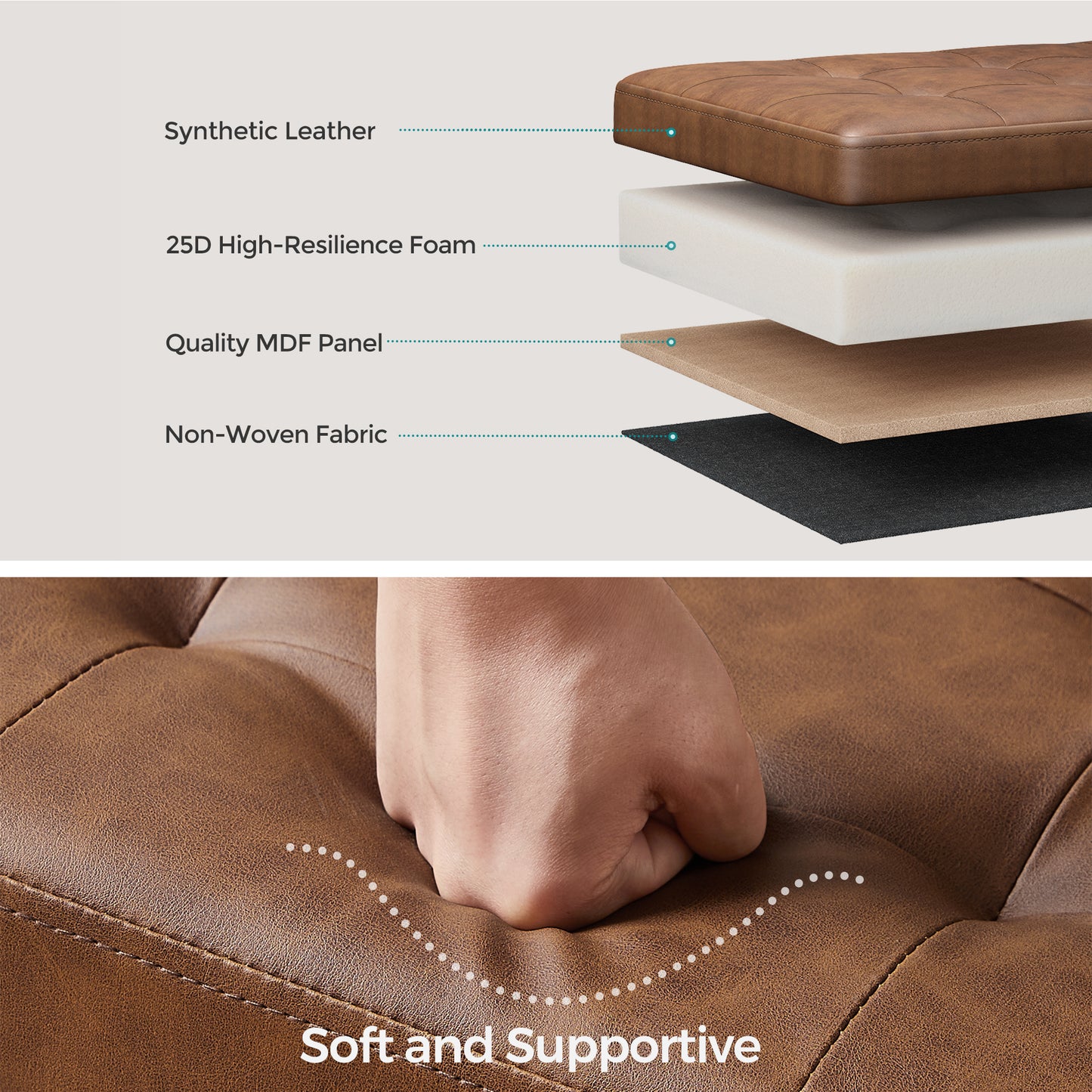 MAZIE Collection - 43" Foldable Storage Ottoman Bench with Removable Divider, 660lb Capacity, Multi-Functional Footrest, Seat, Coffee Table, 35 Gal Storage, Coffee Brown